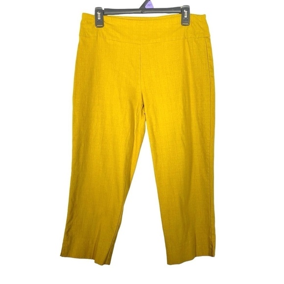 Zac & Rachel women's size 10 pull-on cropped capris pant mustard yellow - Picture 1 of 4